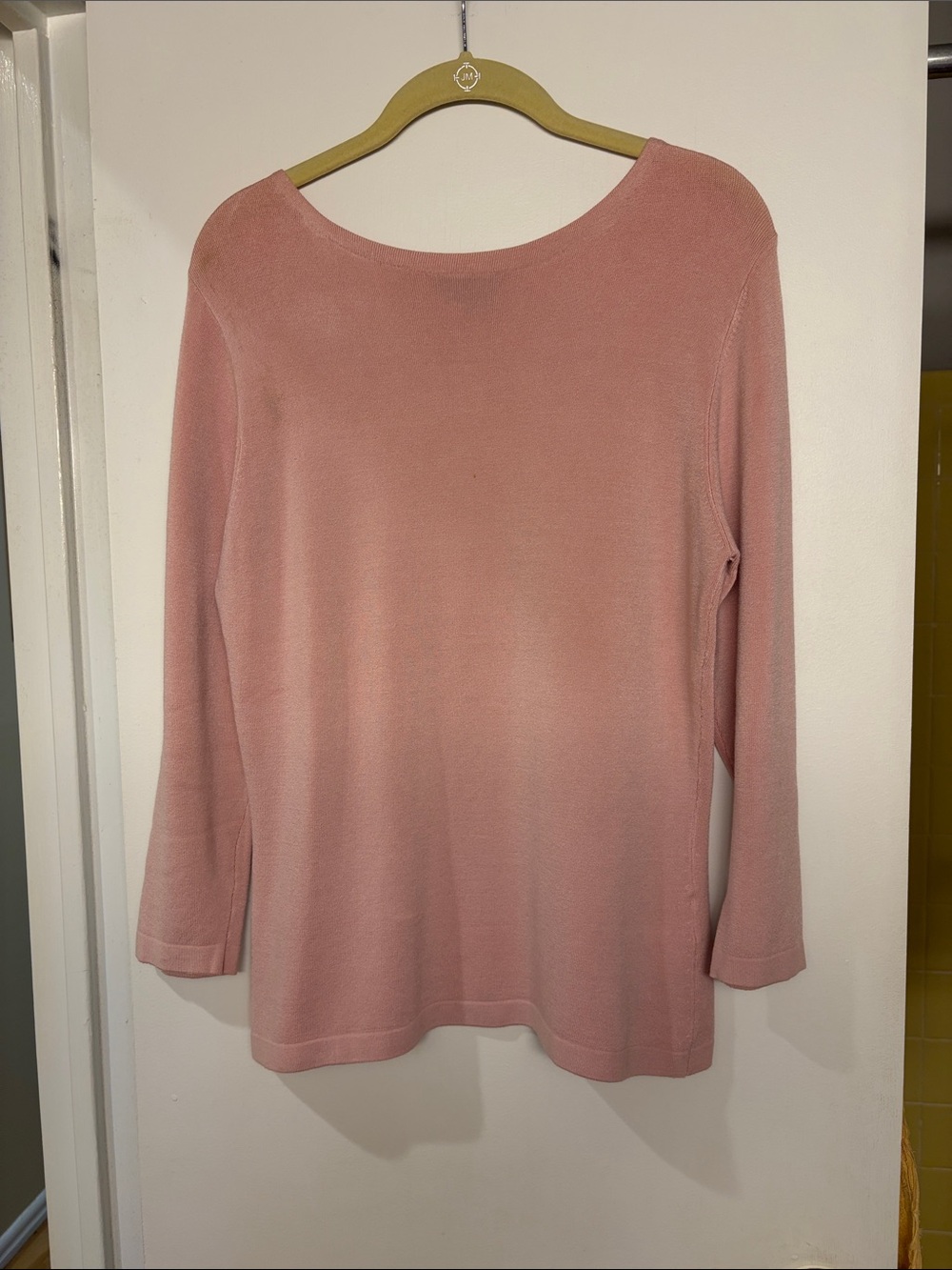 Vintage Karen Kane Lifestyle Scoop Neck 3/4 Sleeve Top – Soft Pink – Size M. EC
